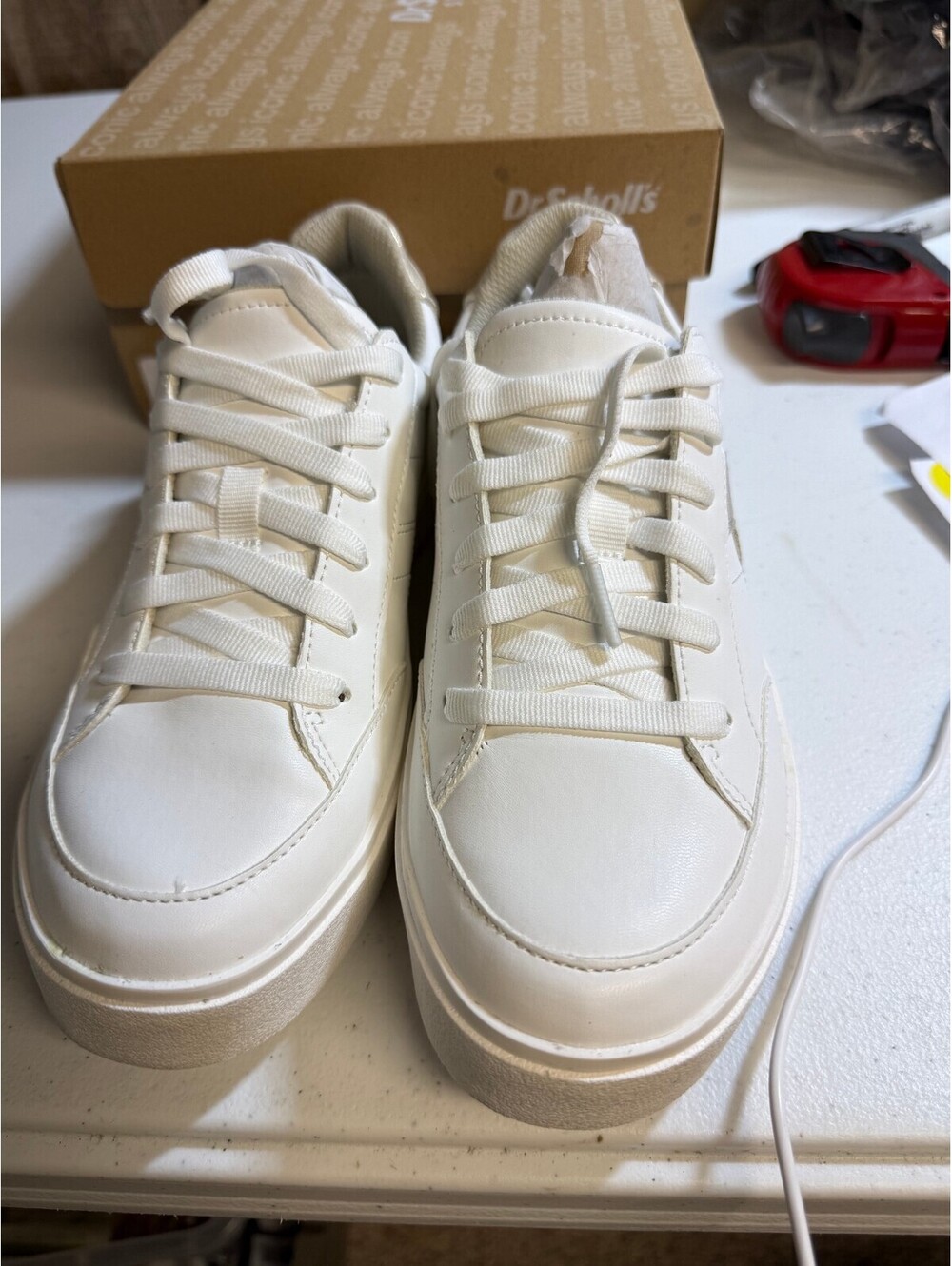 Dr. Scholl's Madison Lace White and Gold Women's Sneakers Size 7M